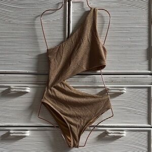 Beach Riot Bronze One-Shoulder Swimsuit